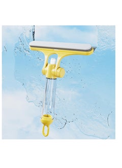 Excefore Squeegee for Shower Glass Door, 3 in1 Multifunctional Shower Squeegee, Heavy Duty Window Scrubber, With Stain Brush Head, for Shower Doors, Windows, Mirrors, Tiles and Car Glass etc (Yellow)  - Image 1