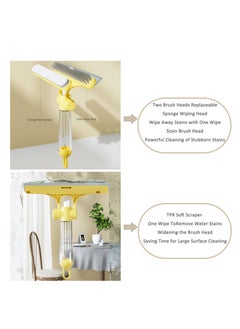 Excefore Squeegee for Shower Glass Door, 3 in1 Multifunctional Shower Squeegee, Heavy Duty Window Scrubber, With Stain Brush Head, for Shower Doors, Windows, Mirrors, Tiles and Car Glass etc (Yellow)  - Image 3