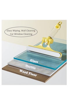 Excefore Squeegee for Shower Glass Door, 3 in1 Multifunctional Shower Squeegee, Heavy Duty Window Scrubber, With Stain Brush Head, for Shower Doors, Windows, Mirrors, Tiles and Car Glass etc (Yellow)  - Image 5