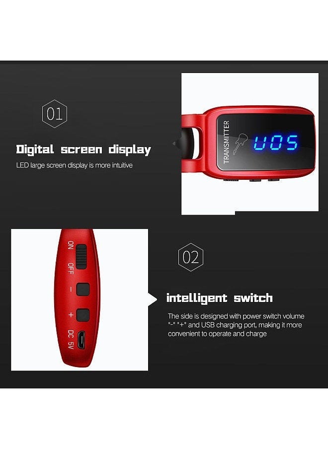 Generic Pick Up Wireless Guitar System Rechargeable Guitar Transmitter Receiver Set Electric Guitar Bass Pick Up (Red)  - Image 4