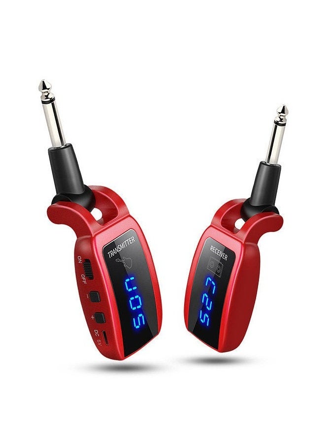 Generic Pick Up Wireless Guitar System Rechargeable Guitar Transmitter Receiver Set Electric Guitar Bass Pick Up (Red)  - Image 2