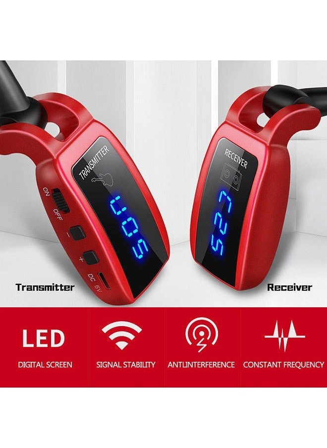 Generic - Pick Up Wireless Guitar System Rechargeable Guitar Transmitter Receiver Set Electric Guitar Bass Pick Up (Red) - Image 1