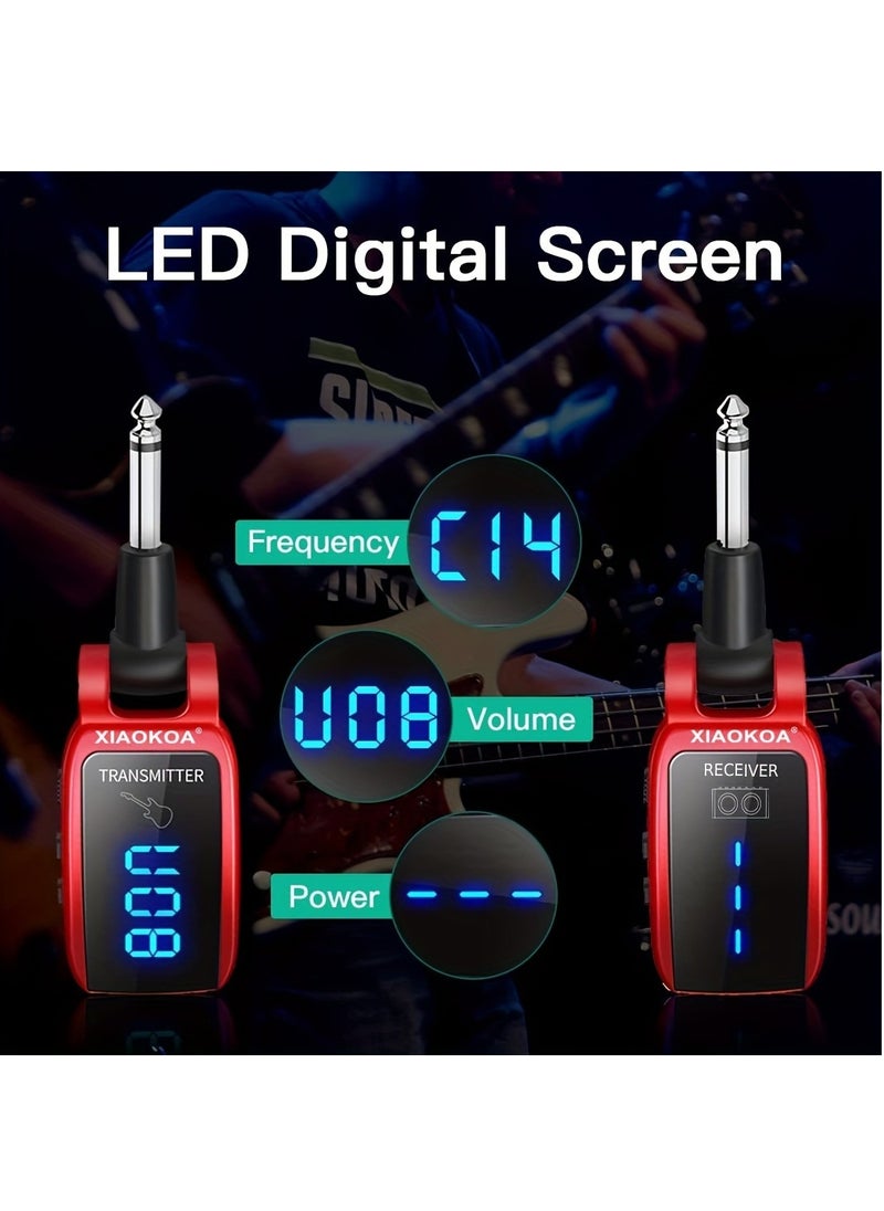 Generic Pick Up Wireless Guitar System Rechargeable Guitar Transmitter Receiver Set Electric Guitar Bass Pick Up (Red)  - Image 3