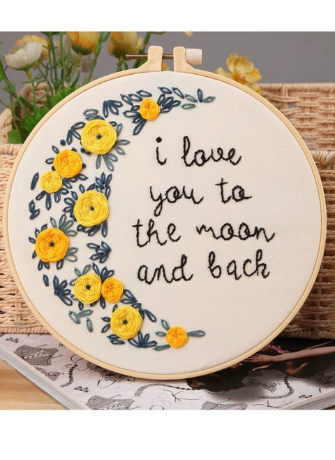 Embroidery Kit for Beginners Cross Stitch Kits DIY Stamped Embroidery Starters Set with Floral Pattern Instructions Embroidery Hoop and Color Threads for Adults Kids Beginners Wall Decor