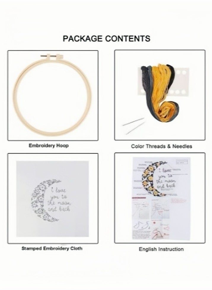 Embroidery Kit for Beginners Cross Stitch Kits DIY Stamped Embroidery Starters Set with Floral Pattern Instructions Embroidery Hoop and Color Threads for Adults Kids Beginners Wall Decor