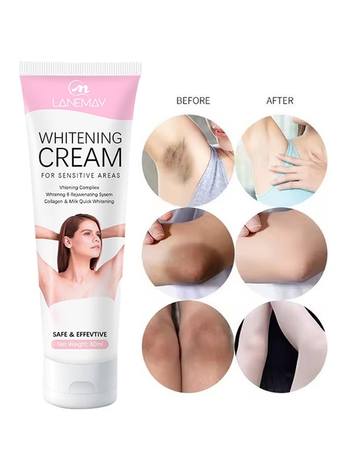 لينماي كريم تبييض للمناطق الحساسة ، كريم تبييض للبشرة الداكنة للبقع الداكنة ، كريم تبييض تفتيح بشرة الوجه والجسم للمناطق الحميمة 60 مل - Image 1
