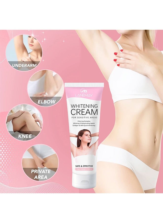 لينماي كريم تبييض للمناطق الحساسة ، كريم تبييض للبشرة الداكنة للبقع الداكنة ، كريم تبييض تفتيح بشرة الوجه والجسم للمناطق الحميمة 60 مل - Image 2