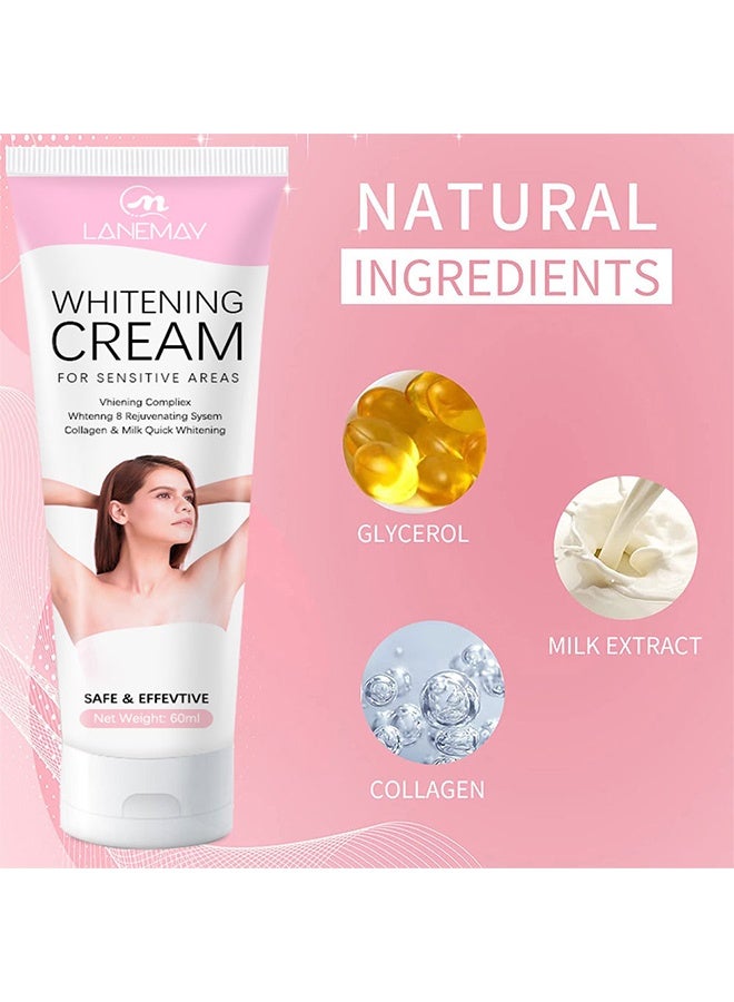 لينماي كريم تبييض للمناطق الحساسة ، كريم تبييض للبشرة الداكنة للبقع الداكنة ، كريم تبييض تفتيح بشرة الوجه والجسم للمناطق الحميمة 60 مل - Image 4
