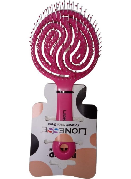 Lionesse Round Maze Brush Hair Brush Dark Pink 