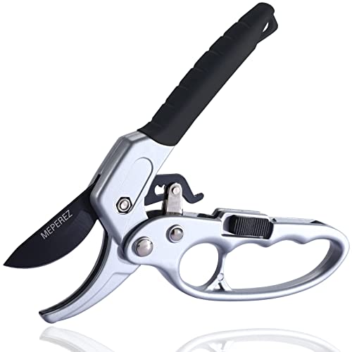 MEPEREZ Ultra Sharp Germany Steel Pruning Shears - Cuts 3X Easier, Ergonomic Design - Weak Hand Arthritis Snips, Effortlessly 1-Inch Cut Capacity Heavy Duty Garden Scissors, Sharp Garden Clippers - Image 1