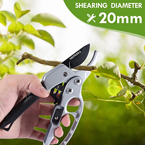 MEPEREZ Ultra Sharp Germany Steel Pruning Shears - Cuts 3X Easier, Ergonomic Design - Weak Hand Arthritis Snips, Effortlessly 1-Inch Cut Capacity Heavy Duty Garden Scissors, Sharp Garden Clippers - Image 5