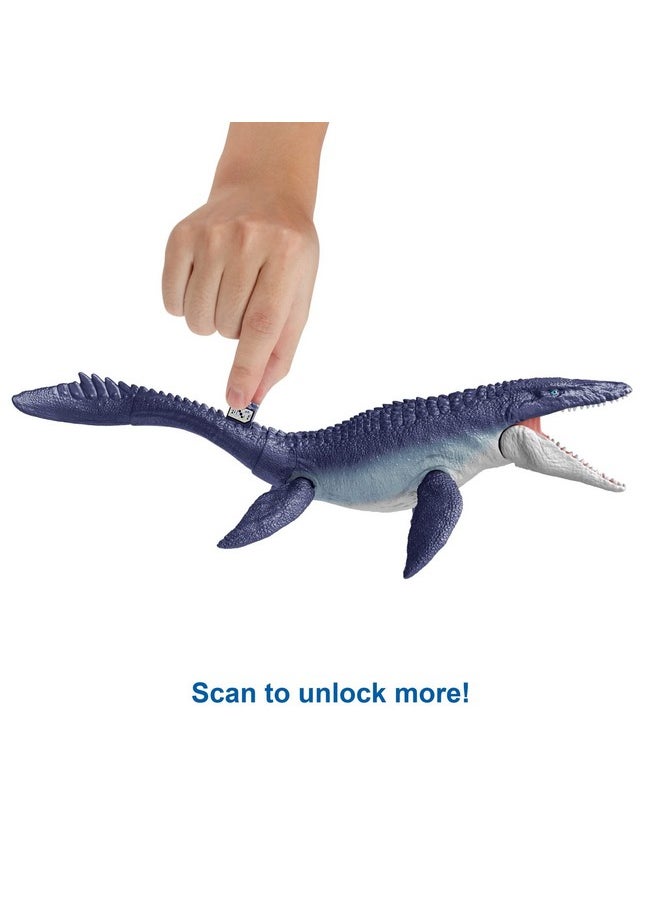Mattel Games - Jurassic World Dominion Ocean Protector Mosasaurus Dinosaur Action Figure From 1 Pound Of Recycled Plastic Movable Joints Toy Gift With Physical And Digital Play - Image 1