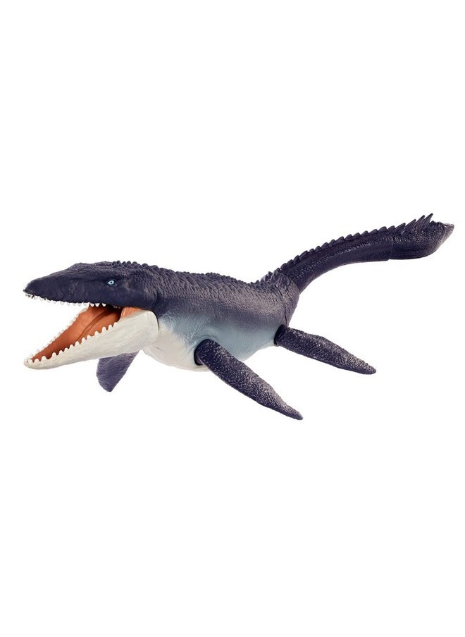 Mattel Games - Jurassic World Dominion Ocean Protector Mosasaurus Dinosaur Action Figure From 1 Pound Of Recycled Plastic Movable Joints Toy Gift With Physical And Digital Play - Image 1