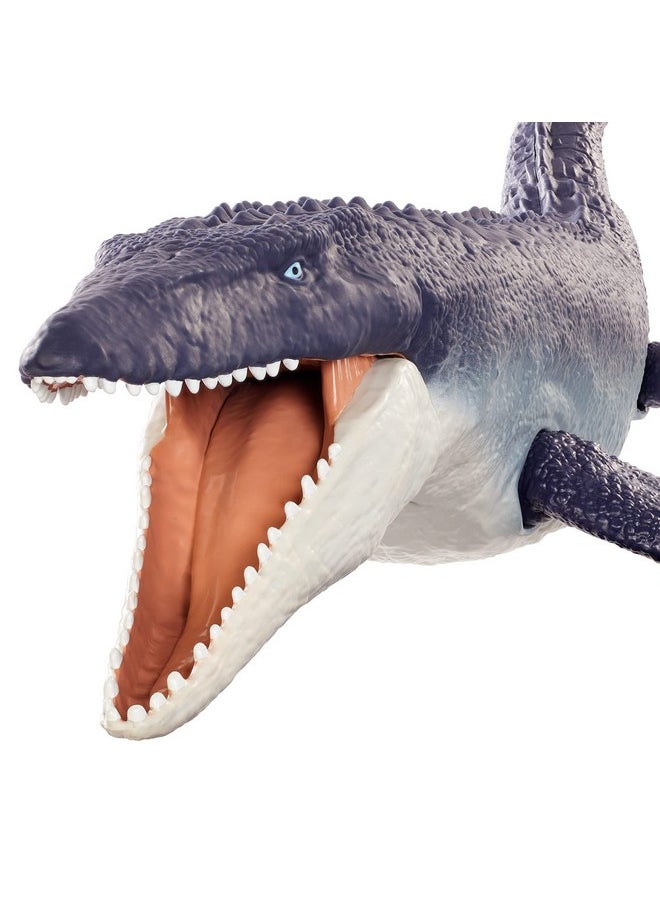 Mattel Games - Jurassic World Dominion Ocean Protector Mosasaurus Dinosaur Action Figure From 1 Pound Of Recycled Plastic Movable Joints Toy Gift With Physical And Digital Play - Image 1
