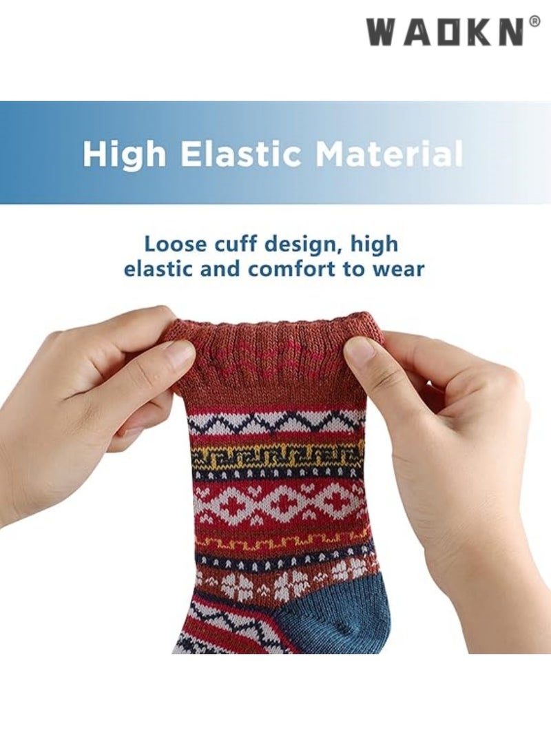 WAOKN Women's Wool Socks Special Pack, Vintage Winter Warm Wool Socks, Soft and Comfy Socks for Women, Thick Knitted Boot Socks for Women/Men, Same Style for Both (5 Pairs)  - Image 5