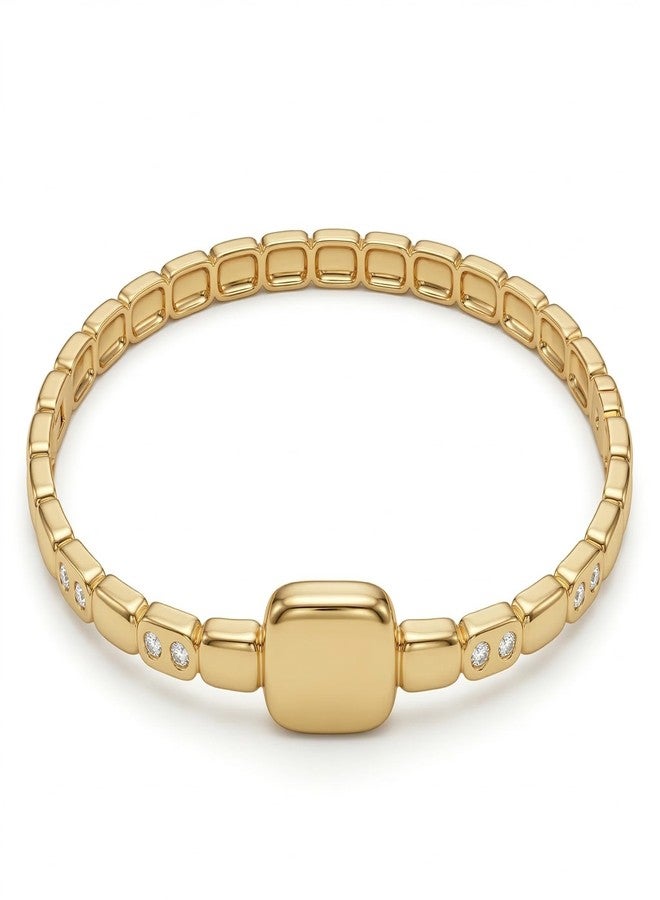 Dbell Gold Plated Stainless Steel Bracelet for Women & Girls | Anti Tarnish Premium Link Bracelet | Trendy Fashion Jewellery | Elegant Crystal Design - Image 1