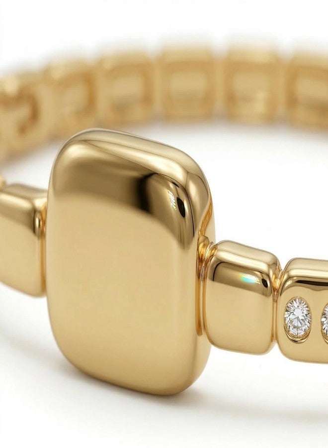 Dbell Gold Plated Stainless Steel Bracelet for Women & Girls | Anti Tarnish Premium Link Bracelet | Trendy Fashion Jewellery | Elegant Crystal Design - Image 4