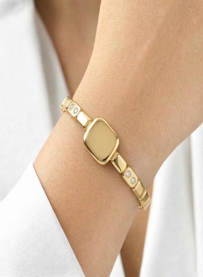 Dbell Gold Plated Stainless Steel Bracelet for Women & Girls | Anti Tarnish Premium Link Bracelet | Trendy Fashion Jewellery | Elegant Crystal Design - Image 2