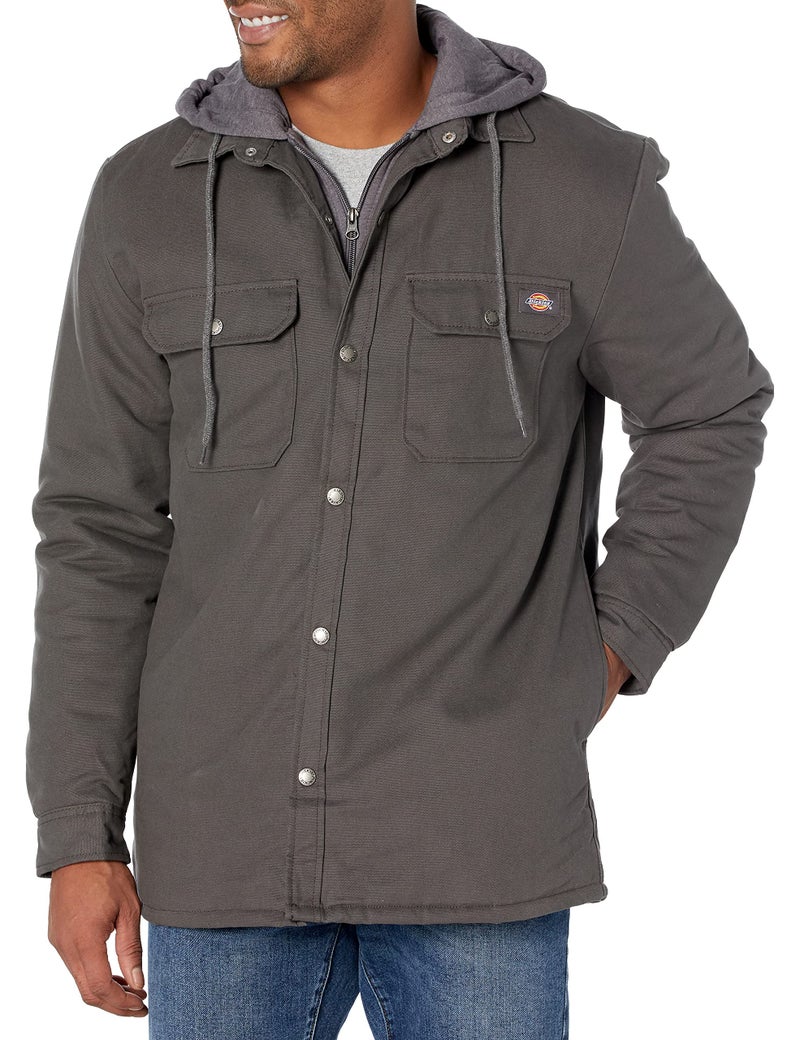Dickies Fleece Hooded Duck Shirt Jacket with DWR SLATE 4X