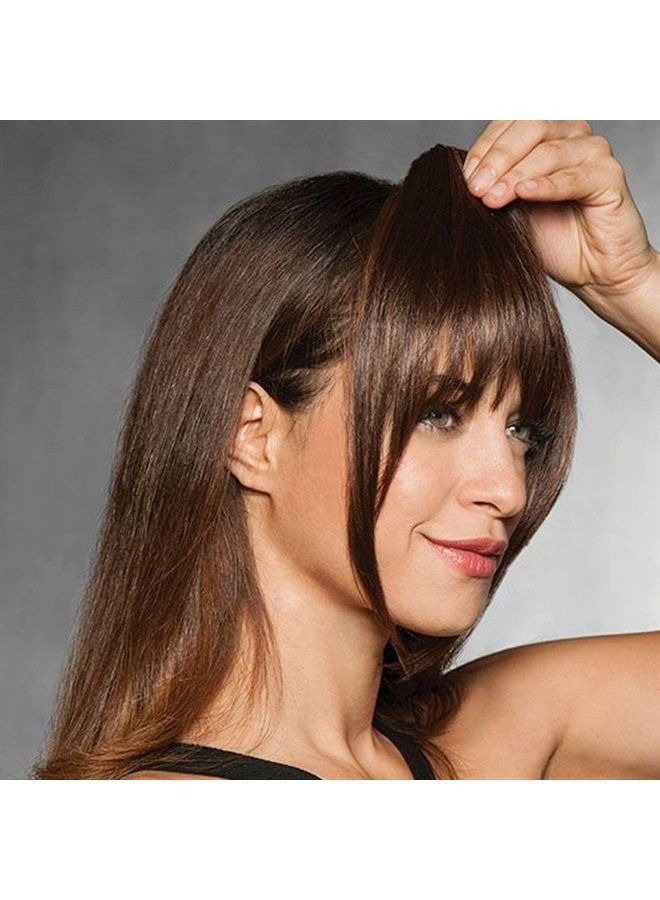 Glamza Clip In Fringe 'Big Bang' Clip in Bangs Front Hairpiece Topper for Women Available in Black, Dark Brown or Light Brown With or Without Sideburns (Black (Without Sideburns)) - Image 1