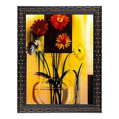 Indianara Synthetic wood FLORAL PAINTINGS (6 X 13, 10.2 X 13, 6 X 13 INCH, Golden Brown) - Image 5