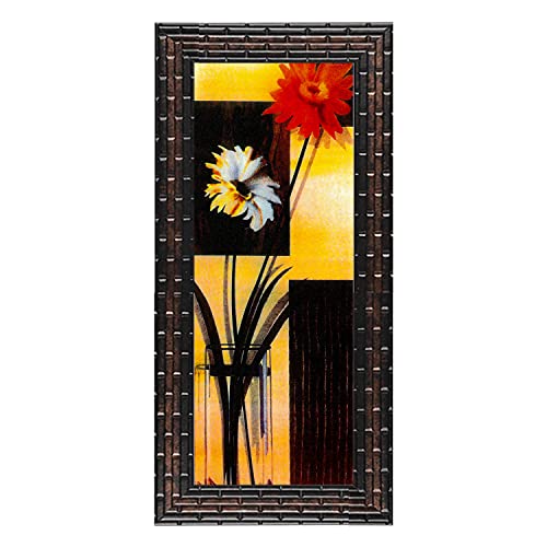 Indianara Synthetic wood FLORAL PAINTINGS (6 X 13, 10.2 X 13, 6 X 13 INCH, Golden Brown) - Image 4
