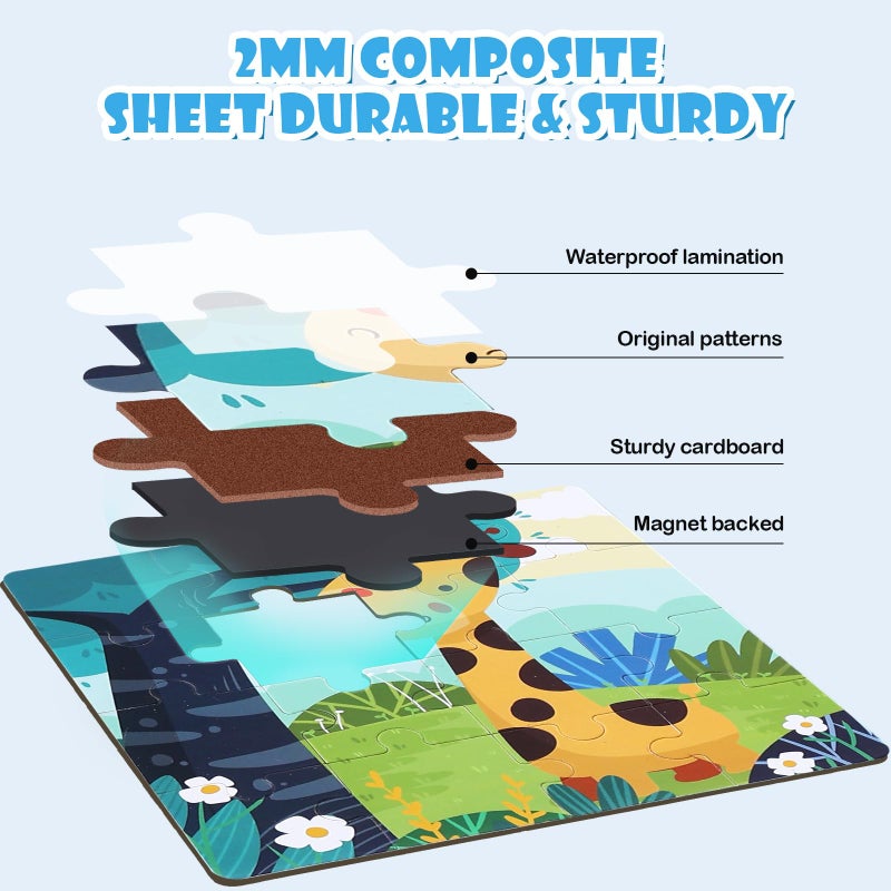 BBtinker Magnetic Puzzles for Kids Ages 3-5, 3 in 1 Animals Toddlers Magnet Jigsaw Puzzle Book, Kids Travel Road Trip Puzzle Toys for Boys and Girls Ages 4-8 (Animal(9-12-16)) - Image 3