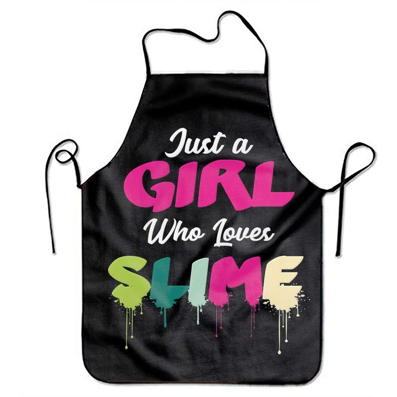 DZGlobal Fashion Children Kitchen Apron - Chef Kitchen Cooking and Baking Bib Apron (Funny Just A Girl Loves Slime) - Image 1