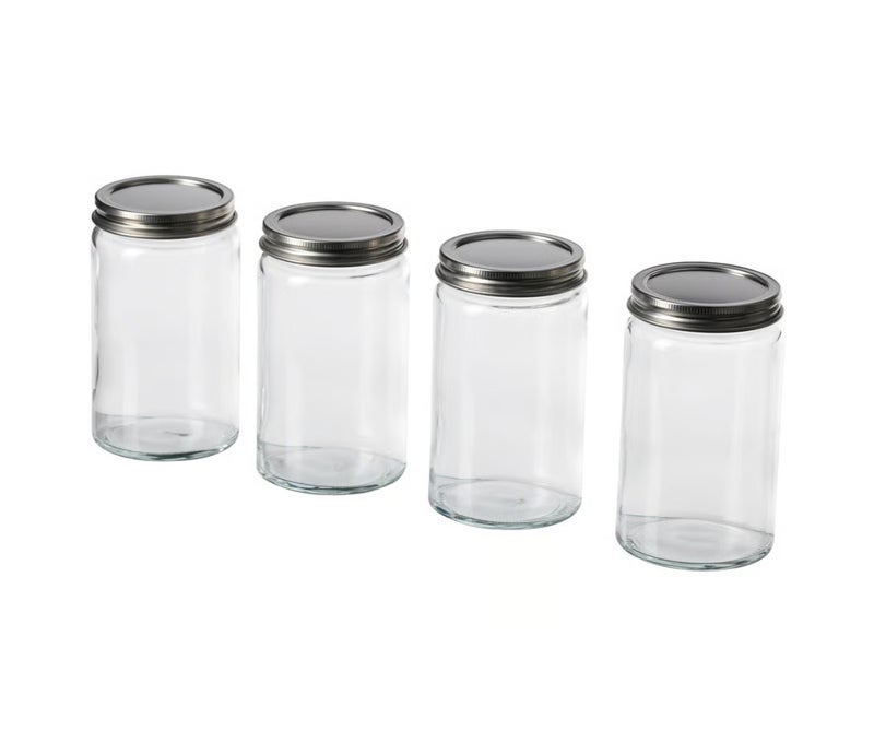 Spice Jars Set of 4, Glass Containers with Stainless Steel Lids, 350ml Airtight Seasoning Bottles for Kitchen Storage - Image 1