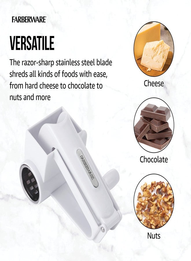 Farberware Professional Rotary Grater with Fine Etched Stainless Steel Drum, 4.33x5.51x3.54 Inch, White - Image 4