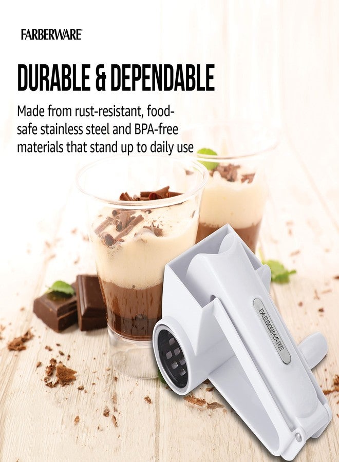 Farberware Professional Rotary Grater with Fine Etched Stainless Steel Drum, 4.33x5.51x3.54 Inch, White - Image 5