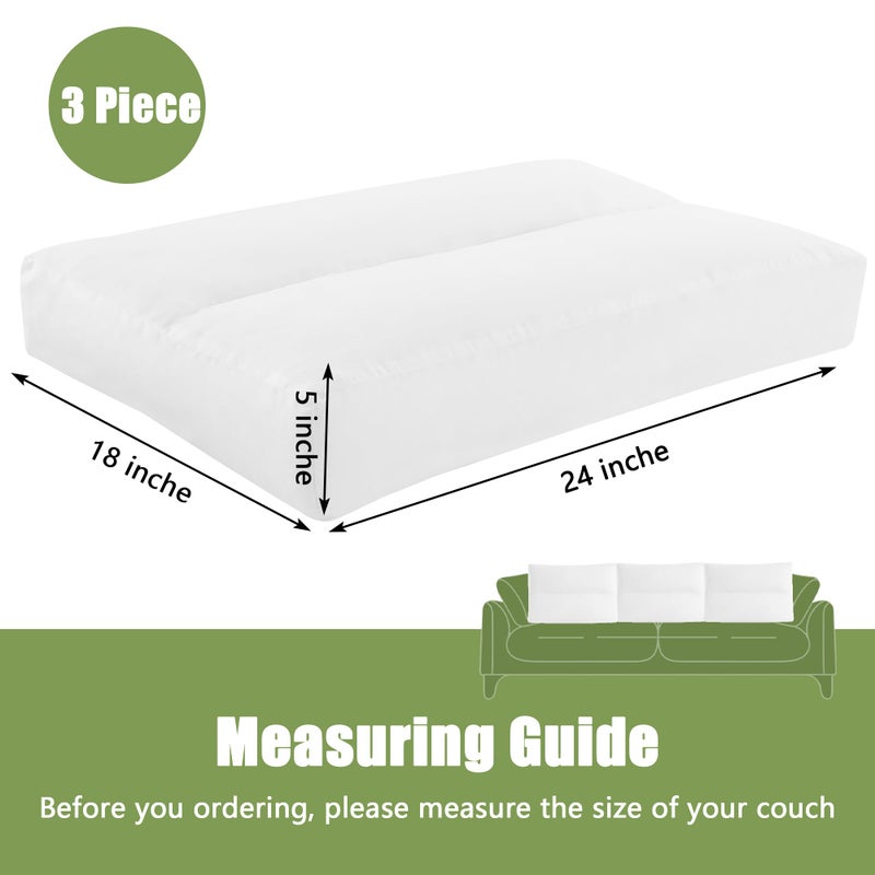 HOMBYS 3 Packs Shredded Foam Couch Back Cushion Replacement, Stuffing & Supportive Sofa Waist Cushion, Lumbar Support Pillow for Sofa & Couch, Removable Back Pillow,(24"x18") - Image 2