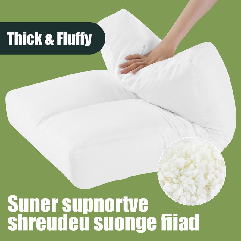 HOMBYS 3 Packs Shredded Foam Couch Back Cushion Replacement, Stuffing & Supportive Sofa Waist Cushion, Lumbar Support Pillow for Sofa & Couch, Removable Back Pillow,(24"x18") - Image 3