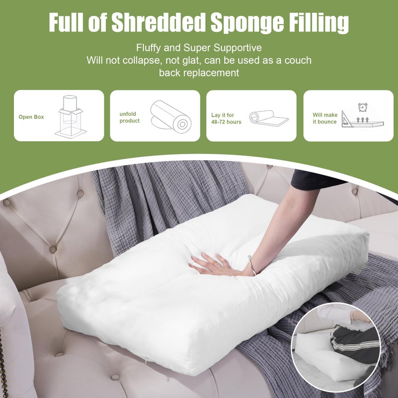 HOMBYS 3 Packs Shredded Foam Couch Back Cushion Replacement, Stuffing & Supportive Sofa Waist Cushion, Lumbar Support Pillow for Sofa & Couch, Removable Back Pillow,(24"x18") - Image 4