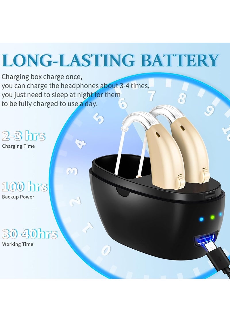 general Hearing aids, hearing aids for the elderly with noise reduction and volume control, hearing loss rechargeable hearing aids with charging case - Image 3
