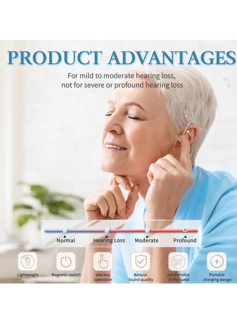 general Hearing aids, hearing aids for the elderly with noise reduction and volume control, hearing loss rechargeable hearing aids with charging case - Image 4