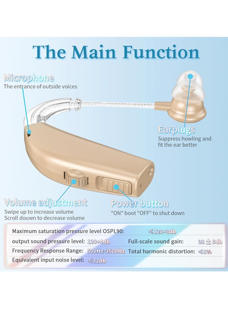 general Hearing aids, hearing aids for the elderly with noise reduction and volume control, hearing loss rechargeable hearing aids with charging case - Image 5