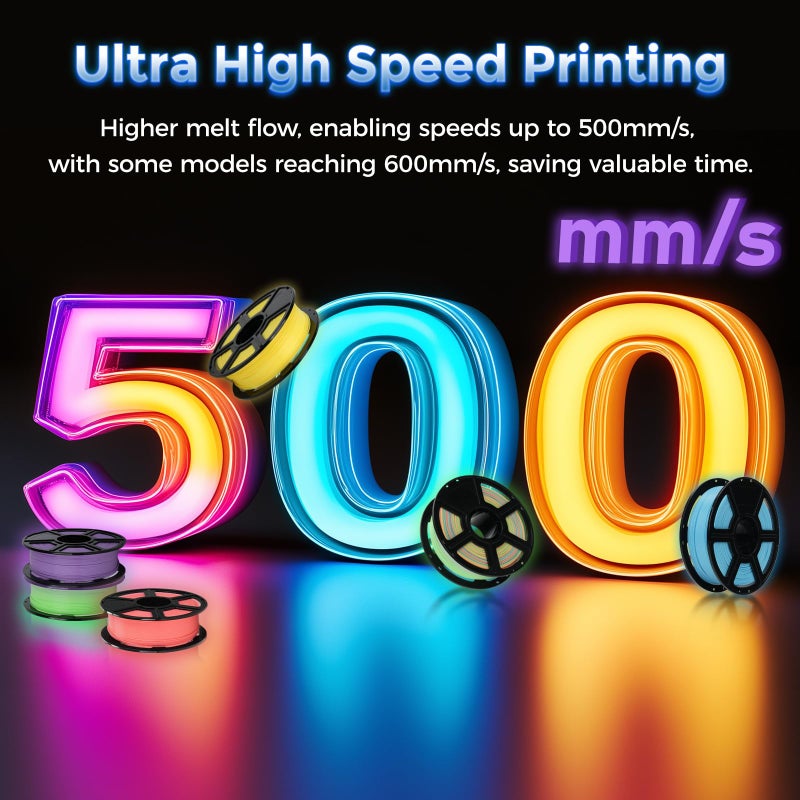 FLASHFORGE Rapid PLA Filament 1.75mm Luminous Melody, 500mm/s High Speed Printing, Glow in The Dark 3D Printer Filament 1kg Spool, Dimensional Accuracy +/- 0.02mm, Brilliant, Long-Lasting Glow - Image 2