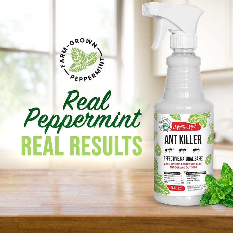 Mighty Mint Peppermint Oil Ant Killer Spray – Natural Ant Repellent for Indoor & Outdoor Use – Plant-Based Insect & Pest Control – 16 oz - Image 1