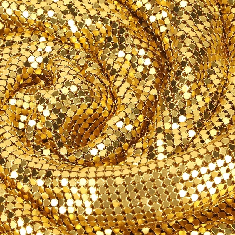 Gold Color Sequin Fabric Aluminum Metal Mesh Flexible Cuttable Sheet For Bags Shoes Cars Home Decor - Image 3