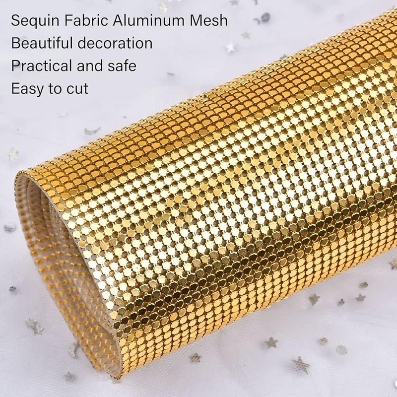 Gold Color Sequin Fabric Aluminum Metal Mesh Flexible Cuttable Sheet For Bags Shoes Cars Home Decor - Image 4