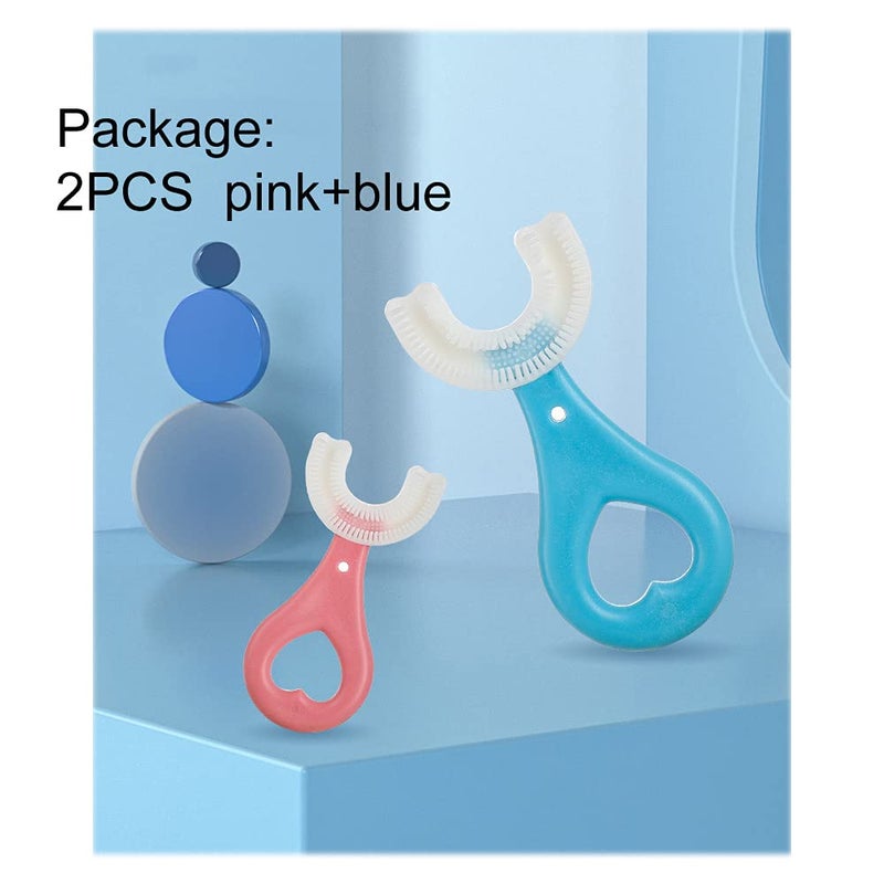 claiol 2 Pcs U-Shaped Kids Toothbrush, Premium Soft Manual Training Toothbrush for Kids 2-6 Years Old. (Blue+Pink) - Image 4