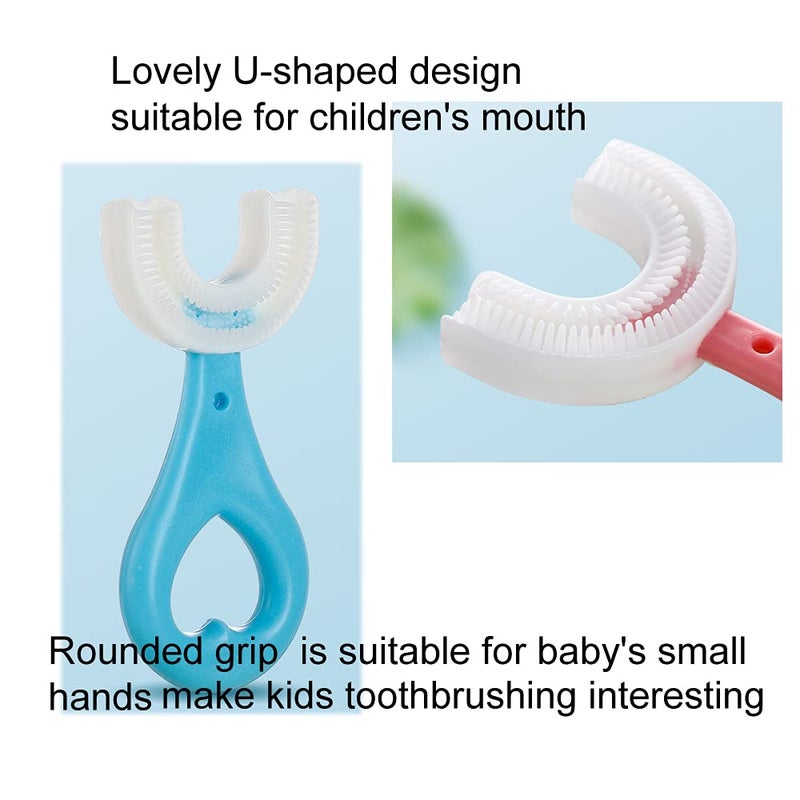 claiol 2 Pcs U-Shaped Kids Toothbrush, Premium Soft Manual Training Toothbrush for Kids 2-6 Years Old. (Blue+Pink) - Image 3