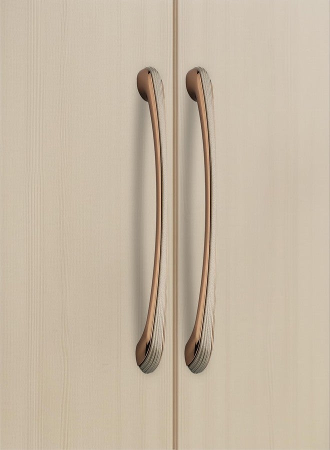 FITTINGO 1343 Heavy Duty Cabinet Handle 288mm Hole-to-Hole Zinc Cabinet Handle for Drawer, 12 Inch Handle for Kitchen, Pulls for Wardrobe, Handle for Mandir, White Pearl With G Brown Finish- Pack of 2 - Image 1
