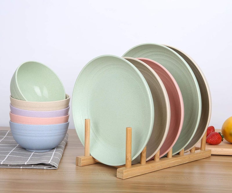 Clovis 9 inch Deep Dinner Plates Set of 8 Wheat Straw Plates Unbreakable Dinner Plates SetMicrowave and Dishwasher Safe for KitchenVersatile Snack Plates for BreakfastDessertsRandom Color - Image 5