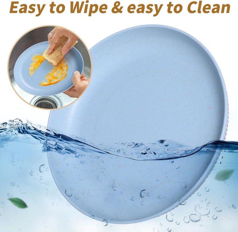 Clovis 9 inch Deep Dinner Plates Set of 8 Wheat Straw Plates Unbreakable Dinner Plates SetMicrowave and Dishwasher Safe for KitchenVersatile Snack Plates for BreakfastDessertsRandom Color - Image 4