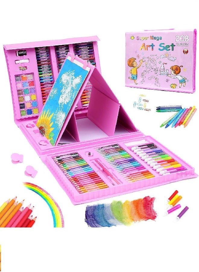 Generic 208 Pcs Art Set for Kids,Art Supplies,Drawing Art Kits Colored Pencils,Crayons,Paint Brush,Watercolor Cakes,Portable Coloring  - Image 1
