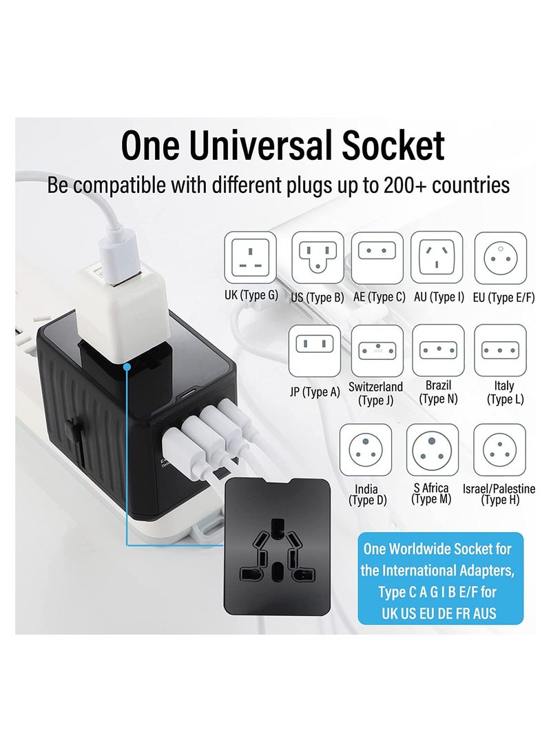 Travel Adapter, Universal Power Adapter Worldwide All in One with USB C+ 3 USB Ports - Image 4