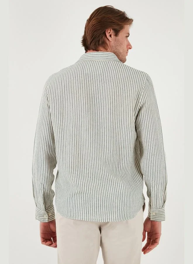 Buratti  Buratti Striped Regular Fit Cotton Long Sleeve Shirt Men's SHIRT CF25S129721 for Men | Best Price UAE