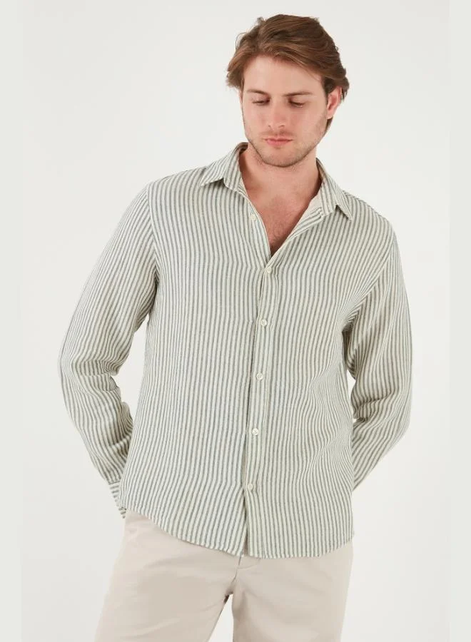 Buratti  Buratti Striped Regular Fit Cotton Long Sleeve Shirt Men's SHIRT CF25S129721 for Men | Best Price UAE
